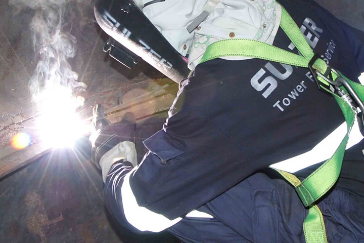 Sulzer Tower Field Service employee welding