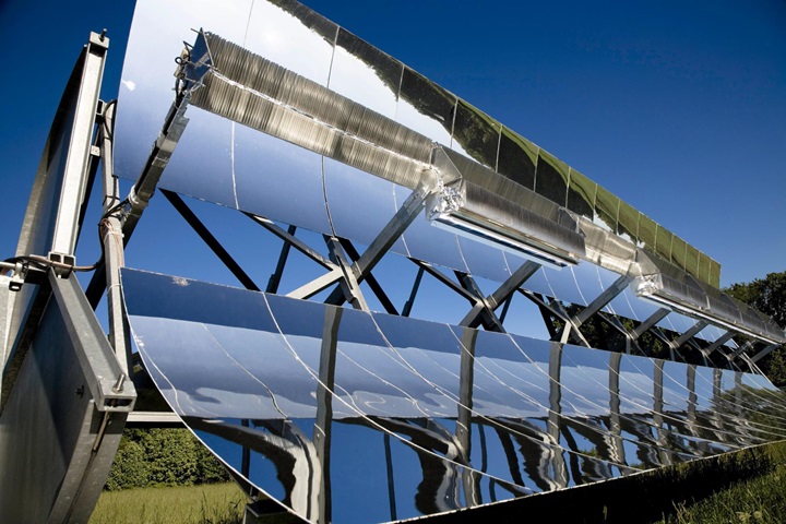 Solar panels in solar power statioin