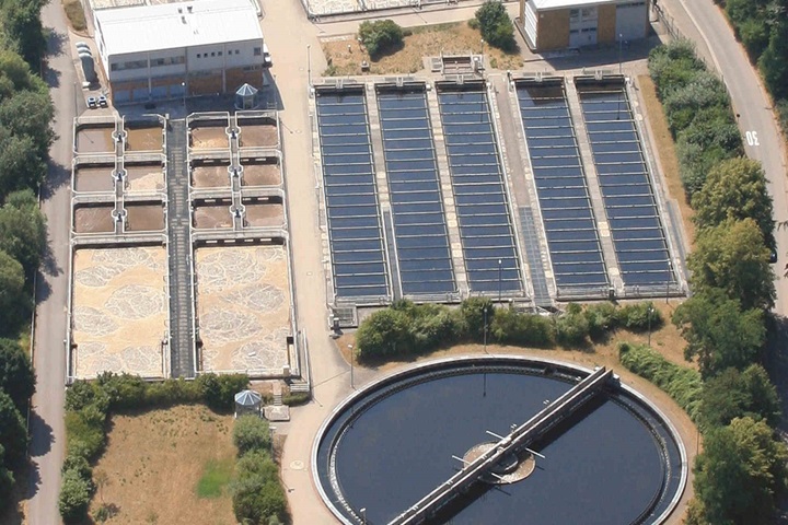 Sewage treatment plant Kaiserslautern aerial view