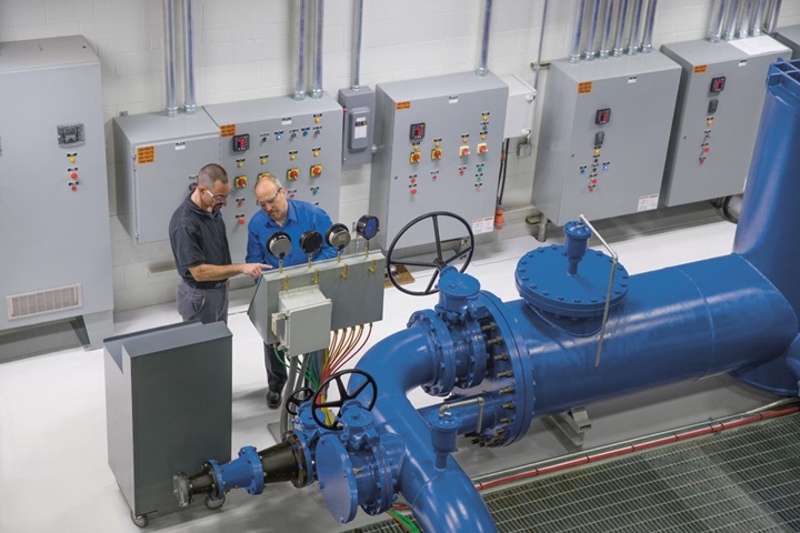 Test facility for submersible wastewater pumps