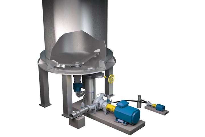 MC discharge scraper and MCE pump with patented FluiderTM technology and degassing unit.