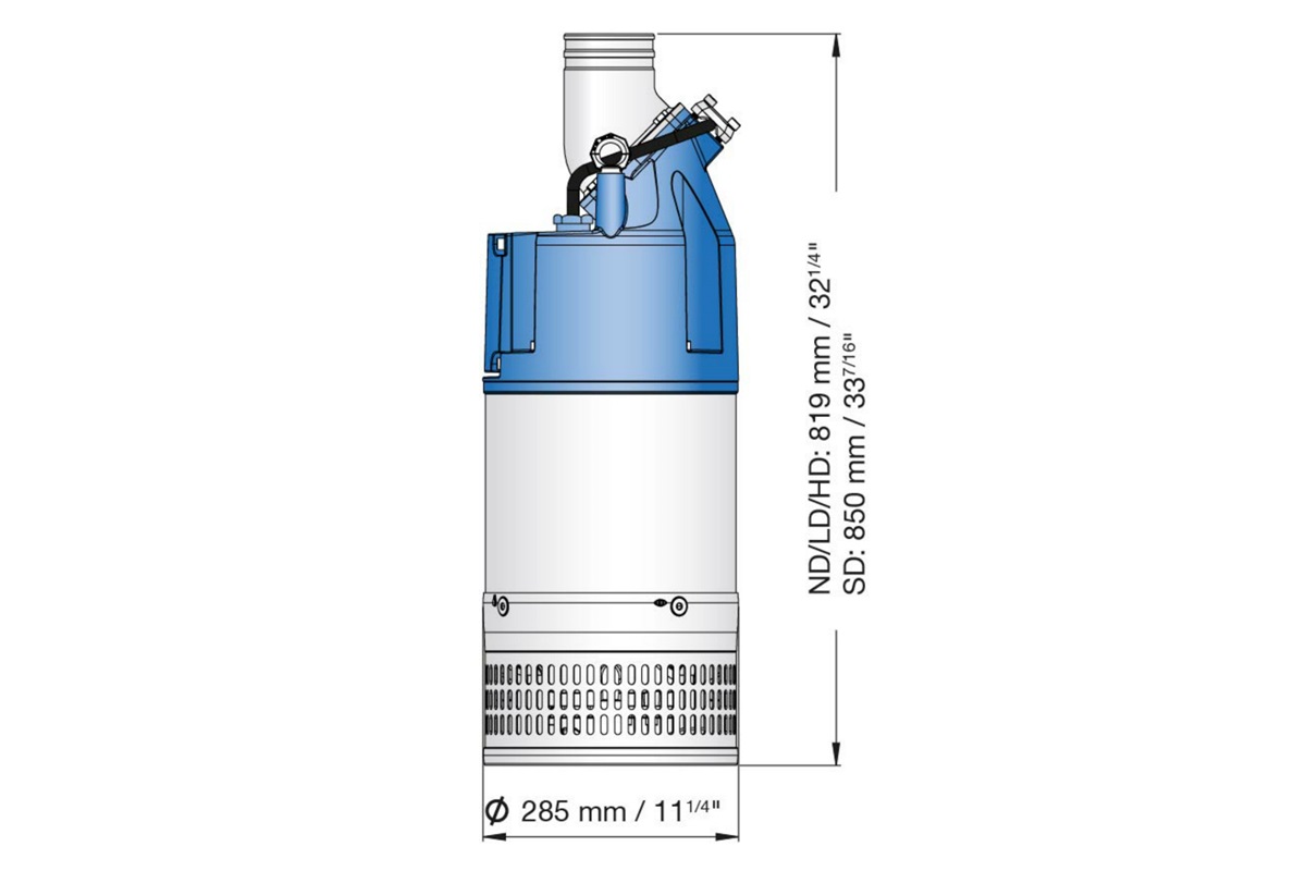 Dimension drawing of submersible drainage center-line pump XJC 80
