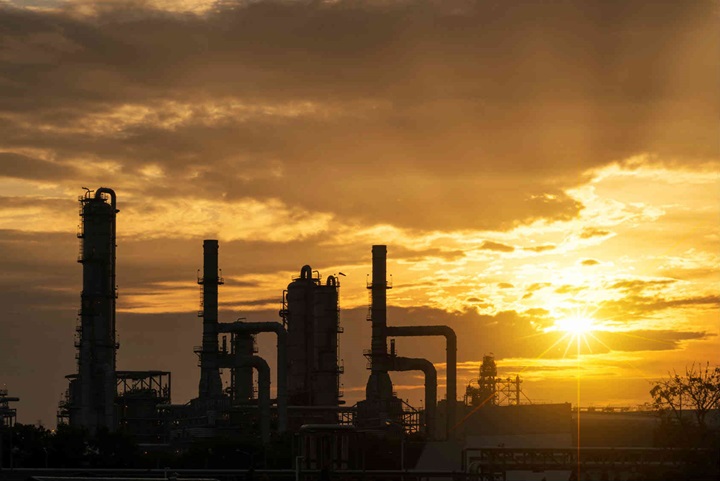 Refinery during sunset