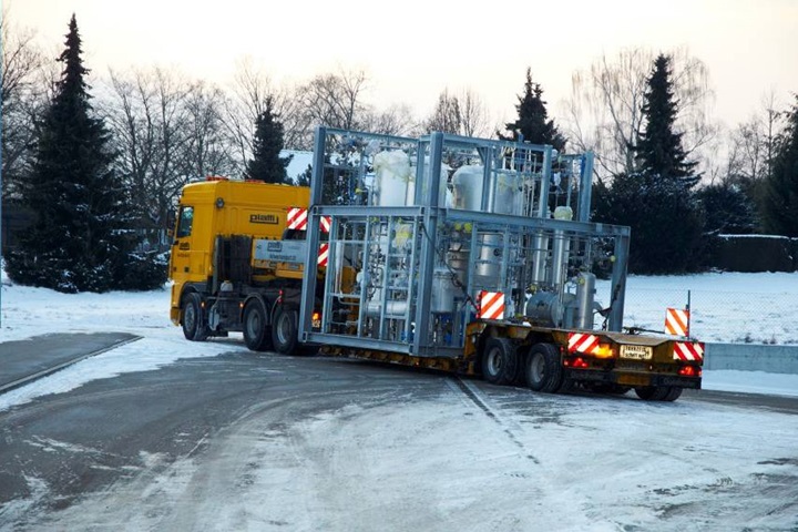Transport of large parts on trucks in winter time