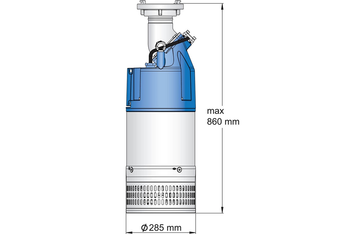 Dimension drawing of submersible drainage center-line pump XJC 50 dim Storz