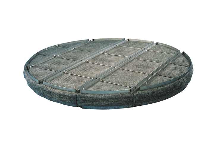 KnitMesh™ wire mesh mist eliminator on blue background