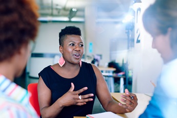 Woman talking in meeting