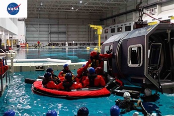 Testing facility for offshore services with divers on a rubber boat