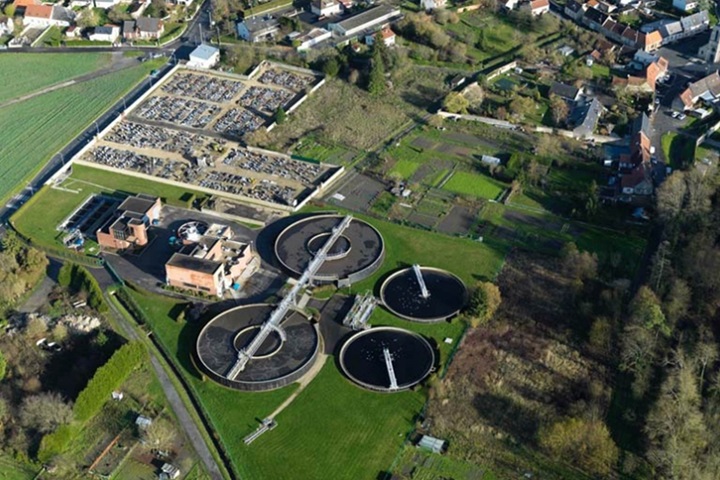 View of water pumping station in Lyon, France