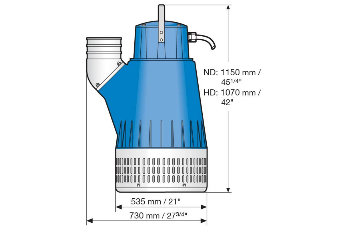 Dimension drawing of submersible drainage pump J 405
