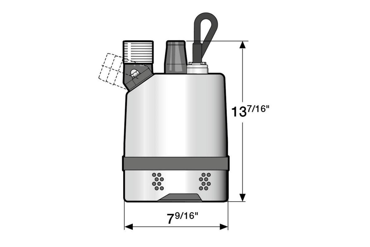Dimension drawing of submersible drainage center-line pump JC 11 (60Hz US)