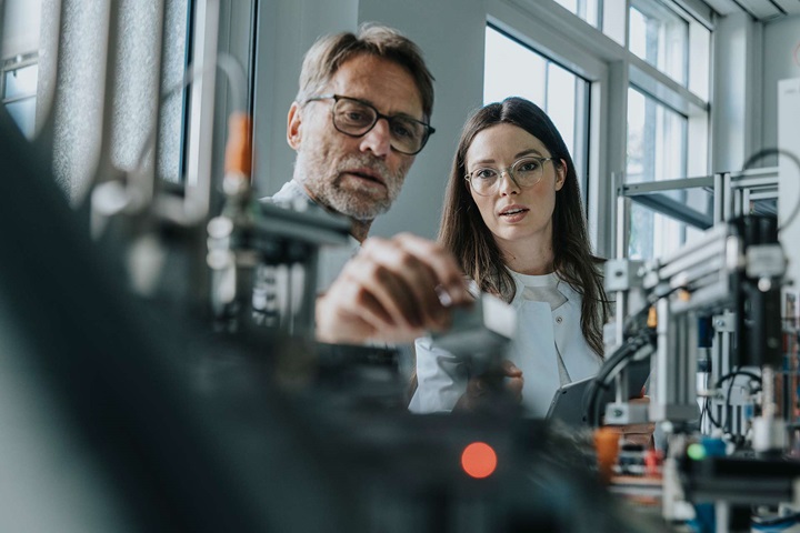 Man and woman working in lab