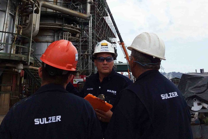 Employees on site for tower field service